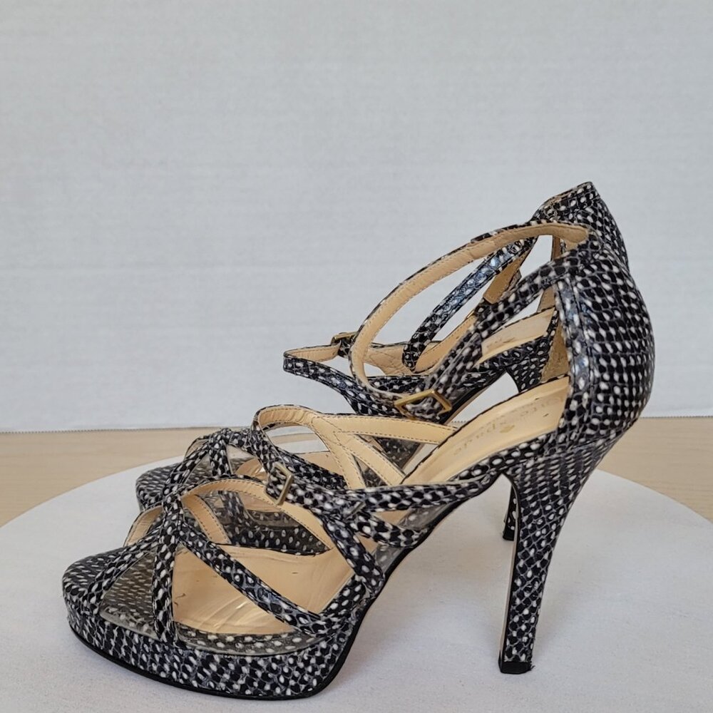 Kate Spade Riley Strappy Heels Platform Shoes Snakeskin And Clear Vinyl Sz 7.5B - Picture 5 of 17